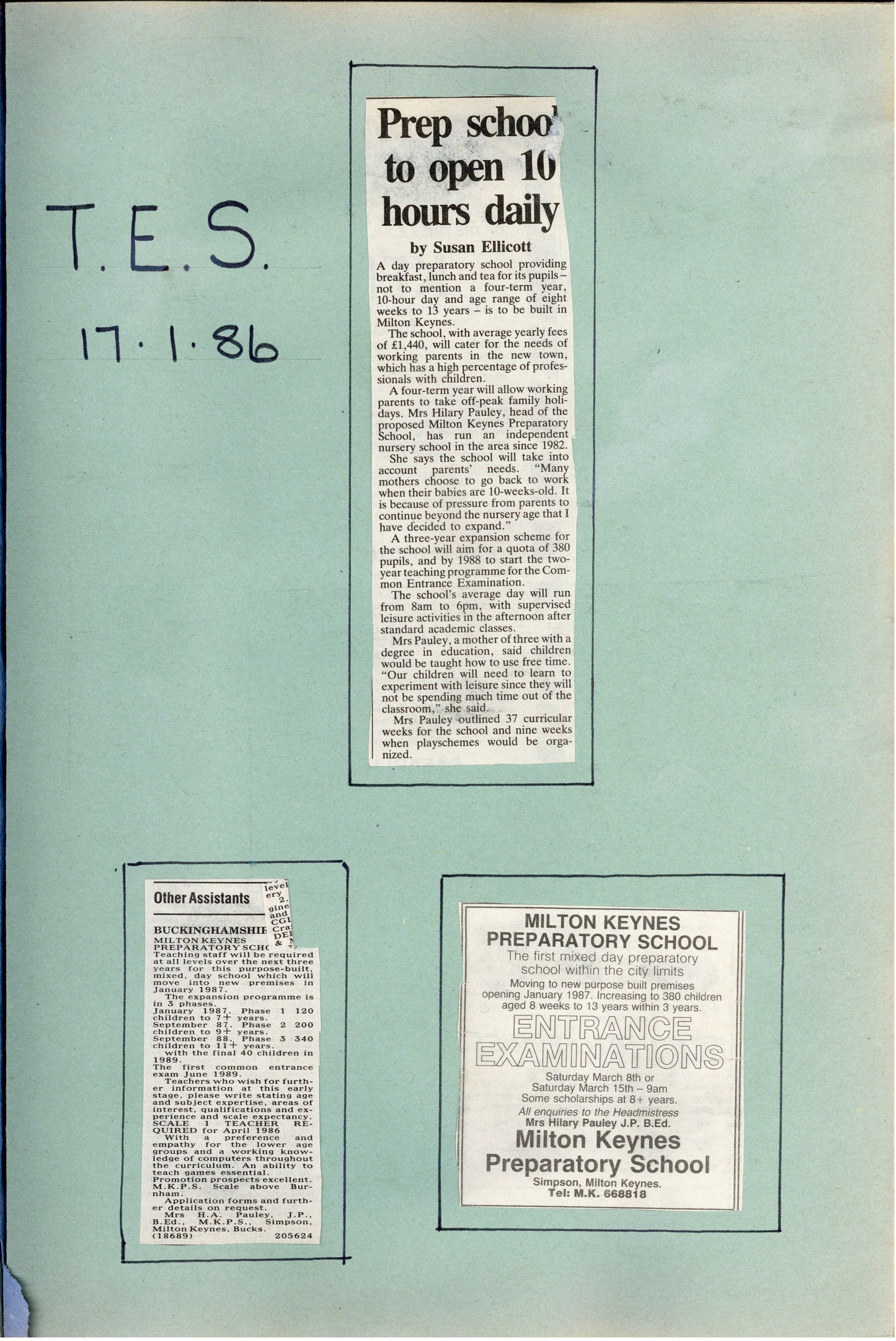 1 1986 A piece of land is identified, plans drawn, planning granted