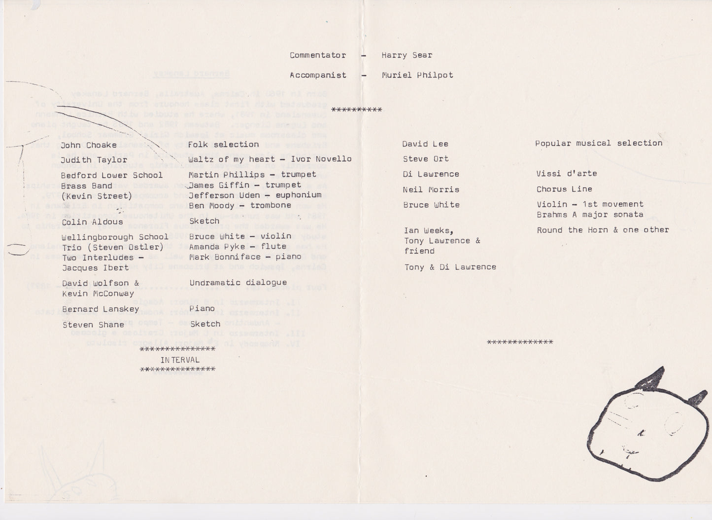 1986 Oliver, Cats and a Musical Evening at The Stables