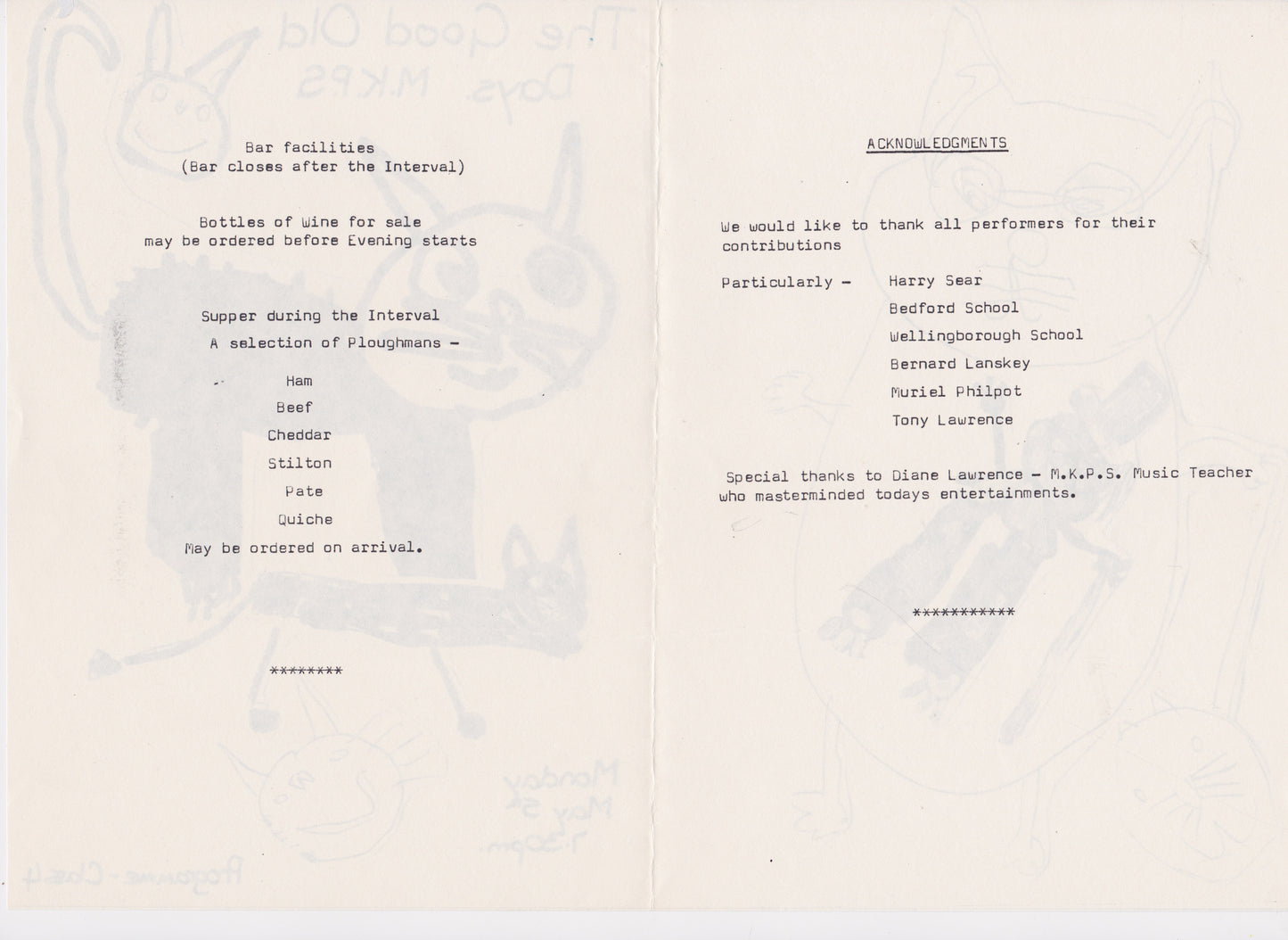 1986 Oliver, Cats and a Musical Evening at The Stables