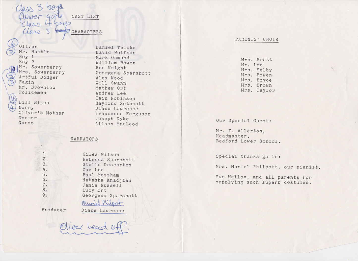 1986 Oliver, Cats and a Musical Evening at The Stables